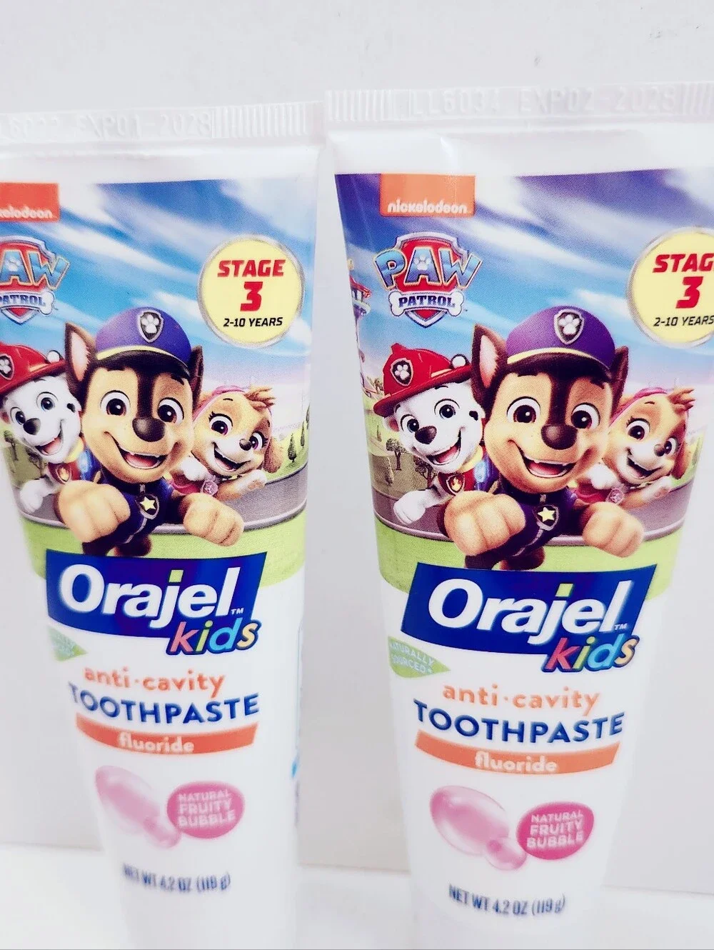 ⭐4/$15 Orajel Kids Paw Patrol Toothpaste Natural Fruity Bubble